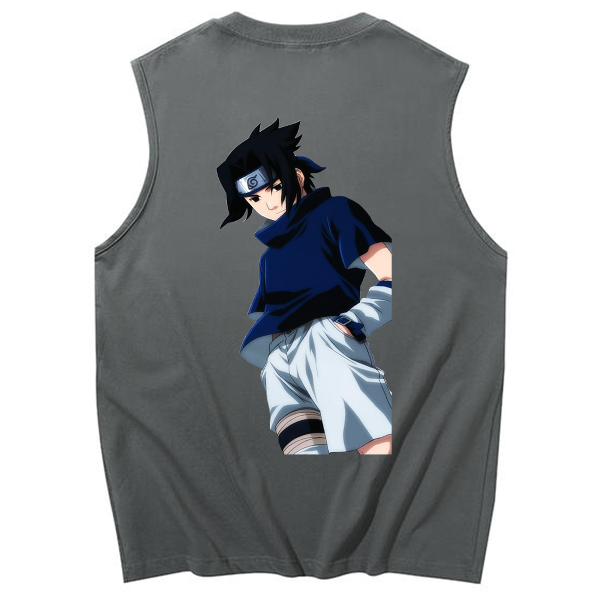 （画像用） NARUTO -ナルト- うちは サスケ Uchiha Sasuke コットン100％タンクトップ（背面プリント）